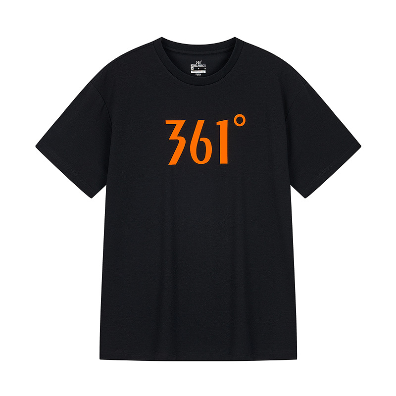 361°运动t恤男款夏季新款常规舒适上衣圆领短T恤 3XL 超级黑