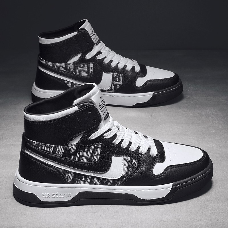 伊努特男鞋2020秋冬保暖男士休闲板鞋韩版潮流鞋子男潮鞋印花百搭高帮