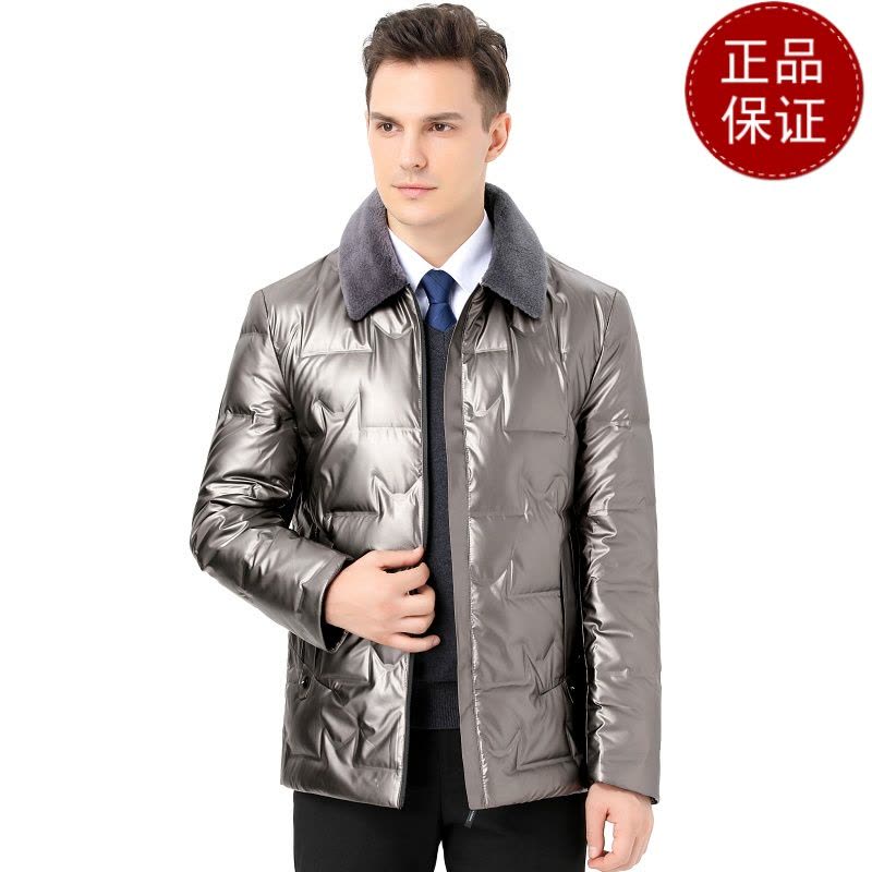 免费退换 冬装正品男士短款亮面羽绒服纯羊毛翻领中青年潮流保暖防寒外套男反季促销特价图片