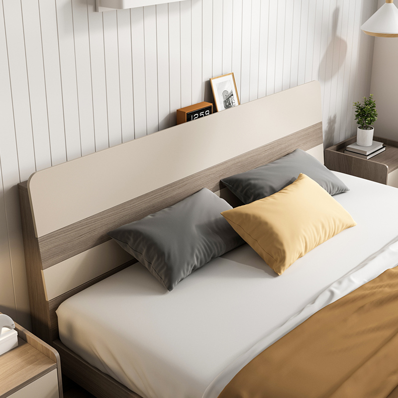 木月床现代简约卧室双人床家用板式小户型15米床床头软包轻奢架子床