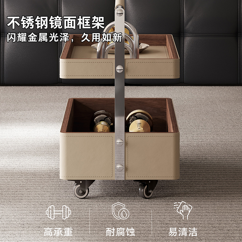 全友家居茶几客厅家用沙发边几现代简约长方形收纳储物可移动桌子零食车