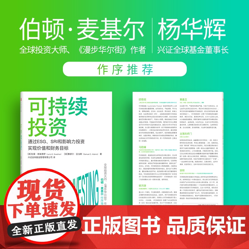 可持续投资 拉里斯威德罗等著 伯顿·麦基尔 杨华辉等8位大咖 一书读懂当前超火爆投资概念高清大图