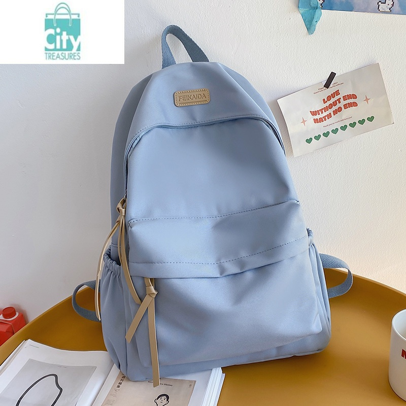 bangdou初中生书包女红色简约小众背包ins日系轻便女生高中大学生双肩