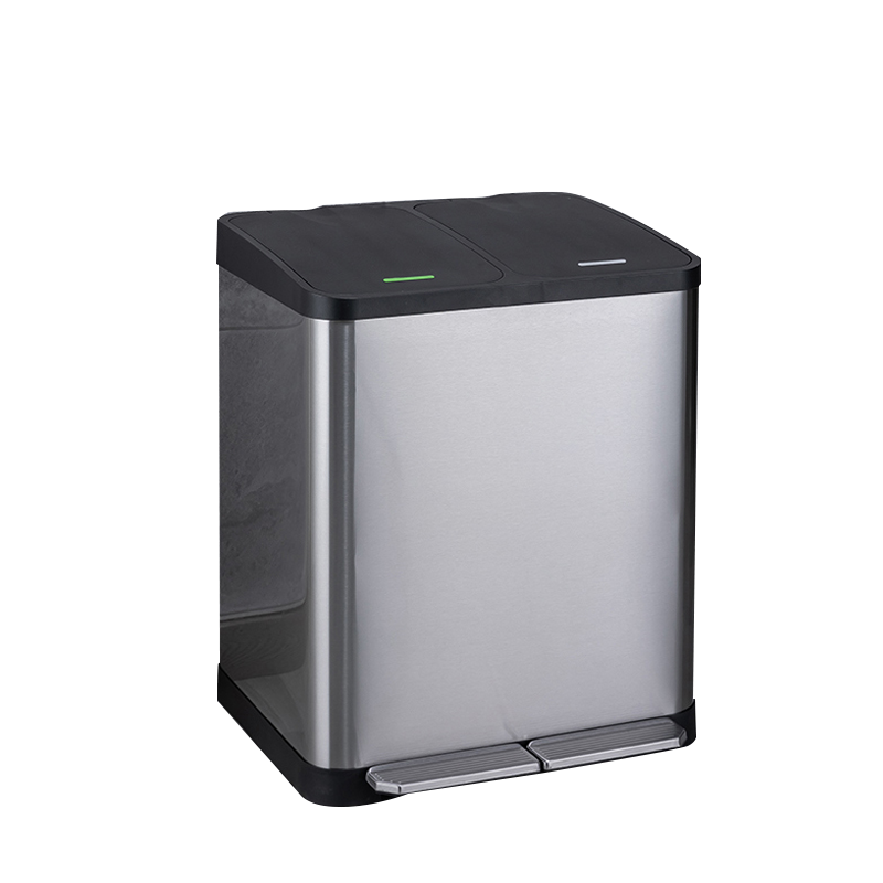 创世人 垃圾分类垃圾桶家用厨房环保家庭干湿不锈钢大号脚踏带盖双桶18L高清大图
