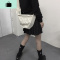 韩国INS网红包包暗黑纯色系带打结斜挎包帆布包男女百搭饺子包潮NEW LAKE女斜挎包