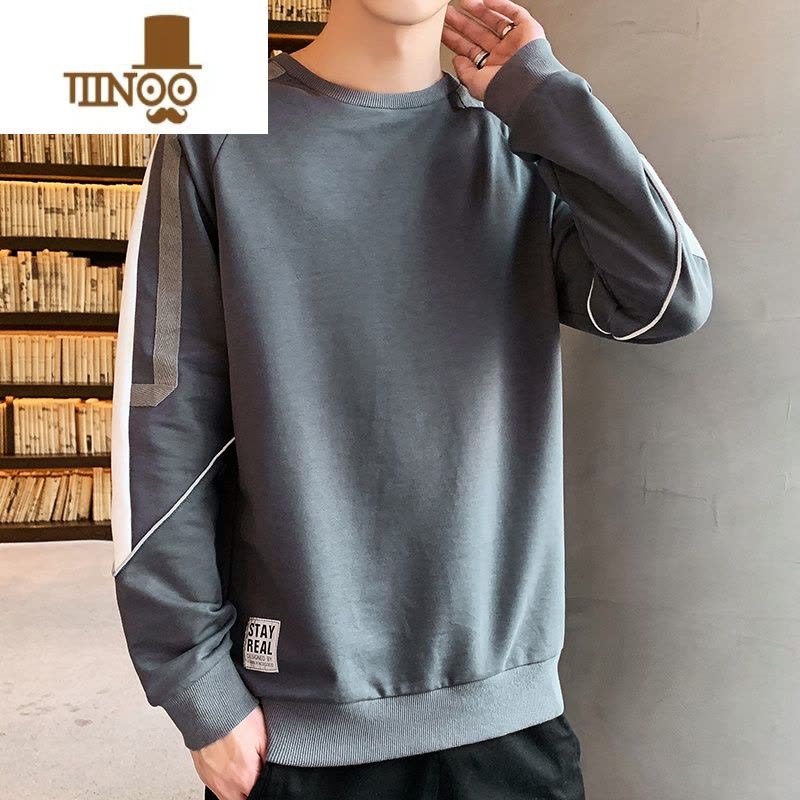 YANXU长袖T恤男秋装2023新款圆领卫衣潮牌打底衫男士上衣服图片