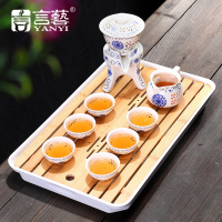 言艺 茶具套装家用懒人半自动功夫茶具套装带茶盘 向阳花玲珑配茶盘