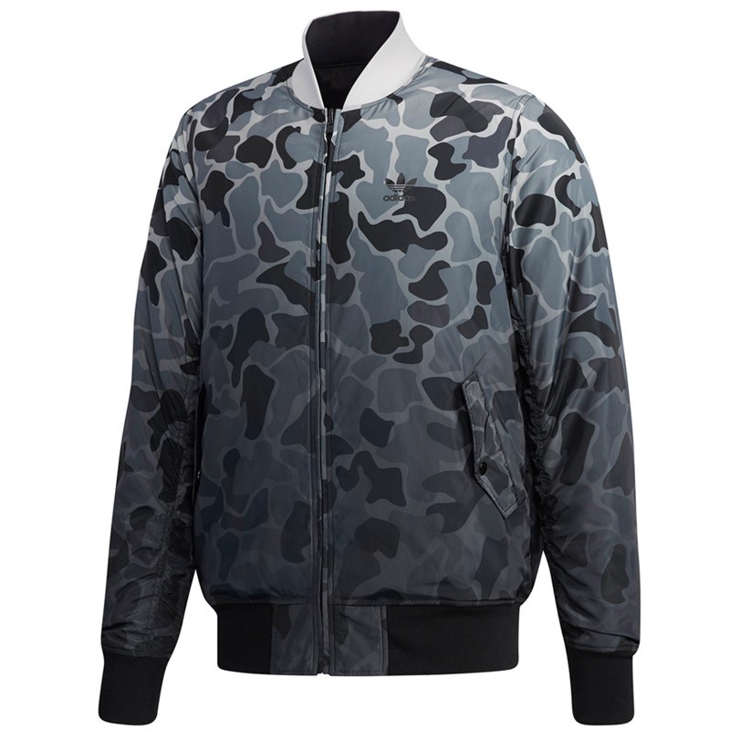 阿迪达斯(adidas)三叶草春秋男士立领迷彩渐变两面穿运动茄克棉衣外套