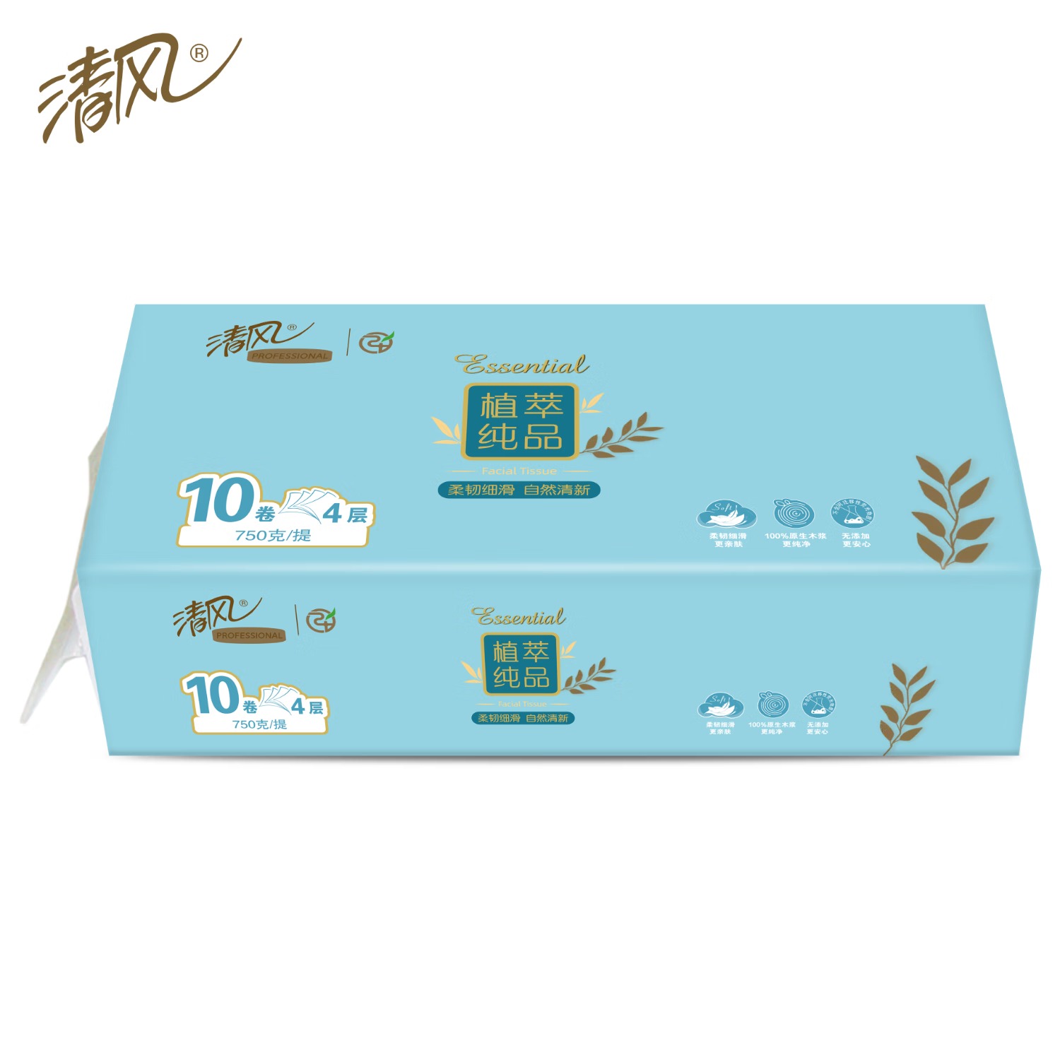 清风卫生纸植萃纯品4层加厚750克无芯卷纸 1提