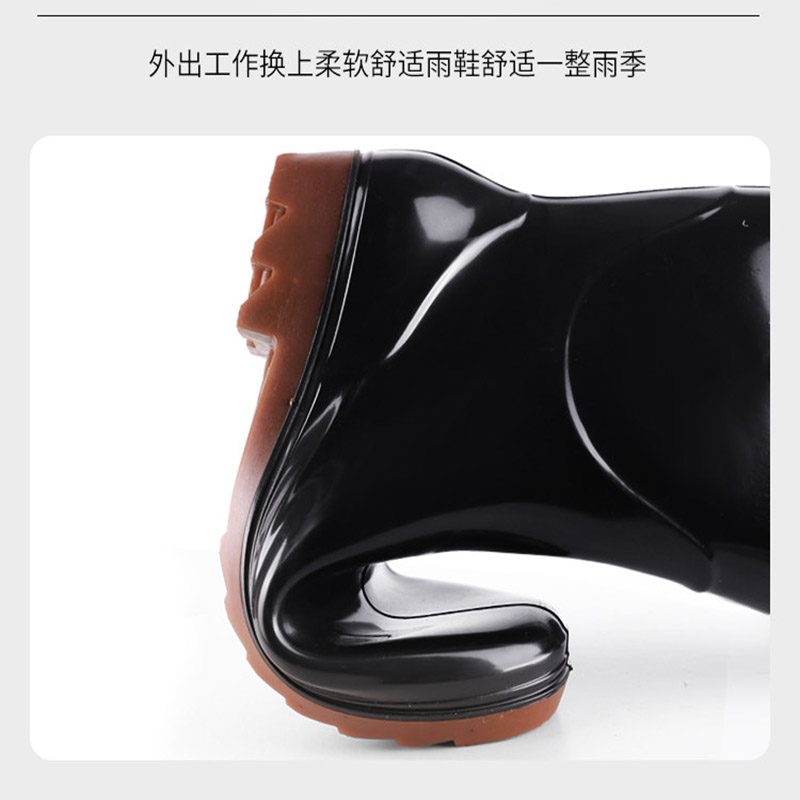 回力雨鞋男士中高筒厚底耐磨雨靴防水防滑工地短筒套鞋秋款水胶鞋-特厚-807回力-高筒[无棉]39码高清大图