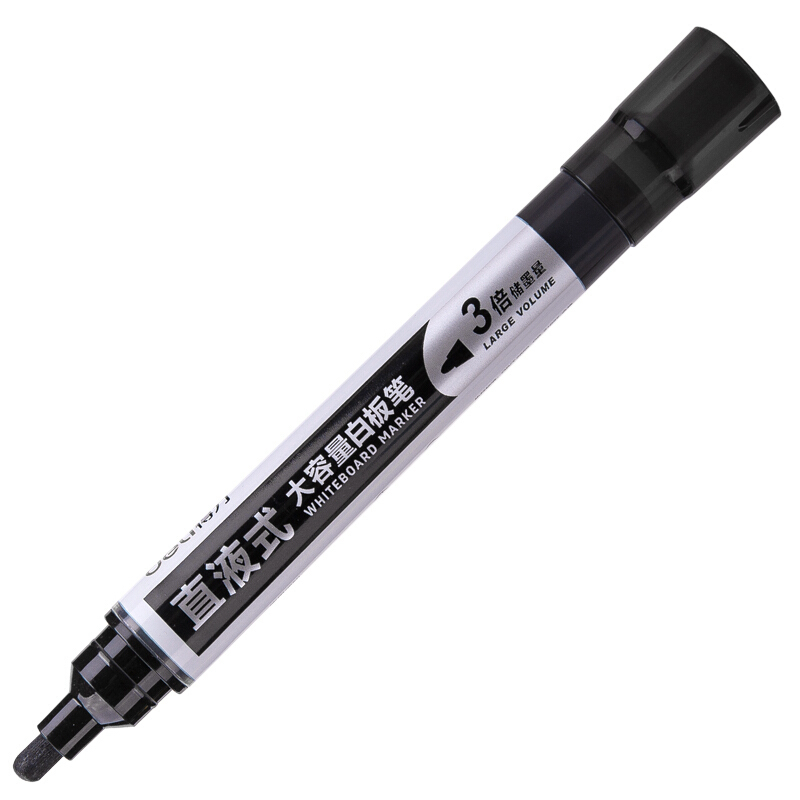 得力(deli)s518 直液式白板笔 大容量可擦易擦 黑色10支 办公用品