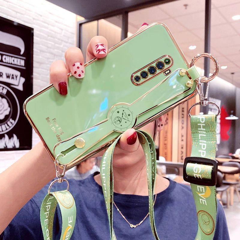 opporeno2z手机壳女pckm80腕带硅胶保护硅胶套全包防摔斜跨软壳 [电镀