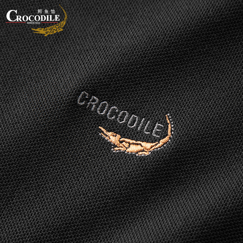 鳄鱼恤CROCODILE 男士POLO衫商务休闲秋冬纯色简约翻领长袖T恤高清大图