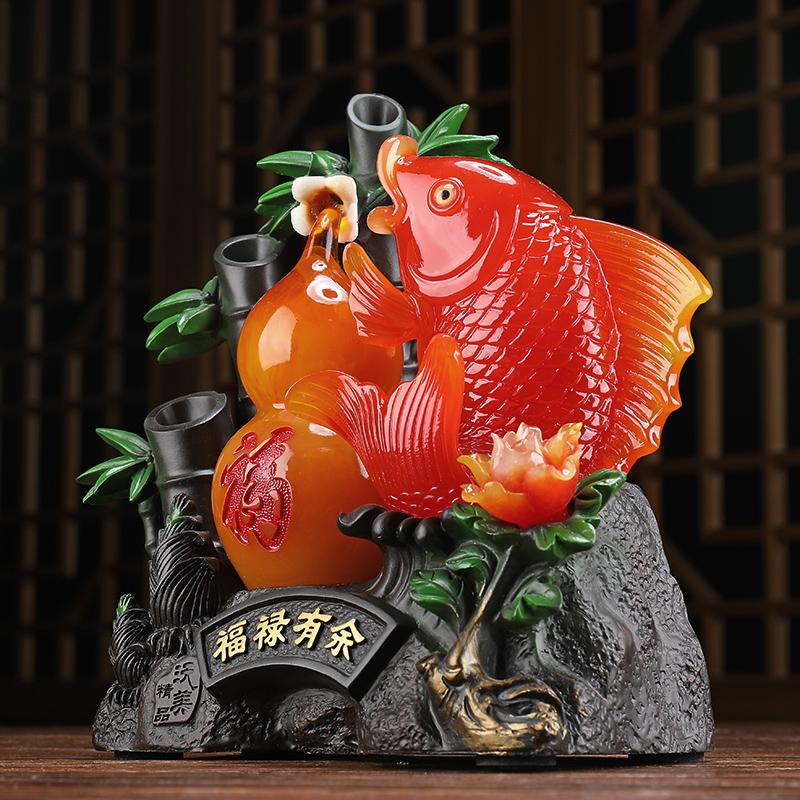 美帮汇财富节节高竹子摆件葫芦鱼壁柜装饰品服装店家居客厅茶几摆设高清大图