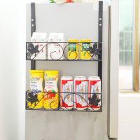 冰箱侧挂架铁艺挂架侧壁挂侧面厨房用品家用大全置物收纳挂钩侧边 黑色二层[无钩]