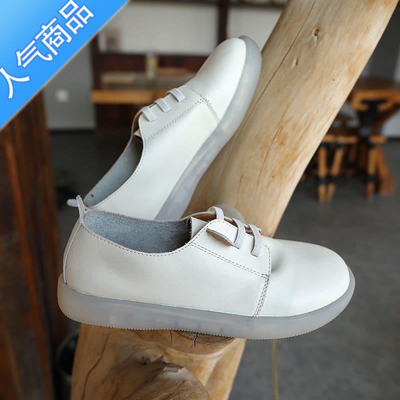 SUNTEK女鞋2023春夏新款牛筋软底单鞋小白鞋百搭平底板鞋复古女图片