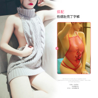 情趣内衣服女性感露背毛衣开档露胸激情套装制服夜店sm骚透视双穿