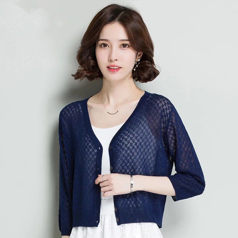 针织衫女开衫短款冰丝夏季新款披肩针织小开衫外套空调衫防晒衣女