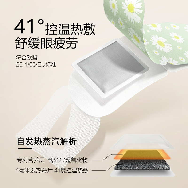 珍视明经典系蒸汽眼罩 热敷发热缓解眼疲劳眼罩睡眠遮光透气男女 洋甘菊香10片