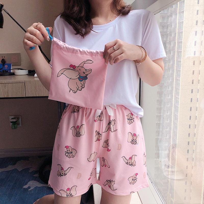 suntek睡裤女夏短裤棉韩版甜美可爱卡通小飞象休闲宽松可外穿居家裤