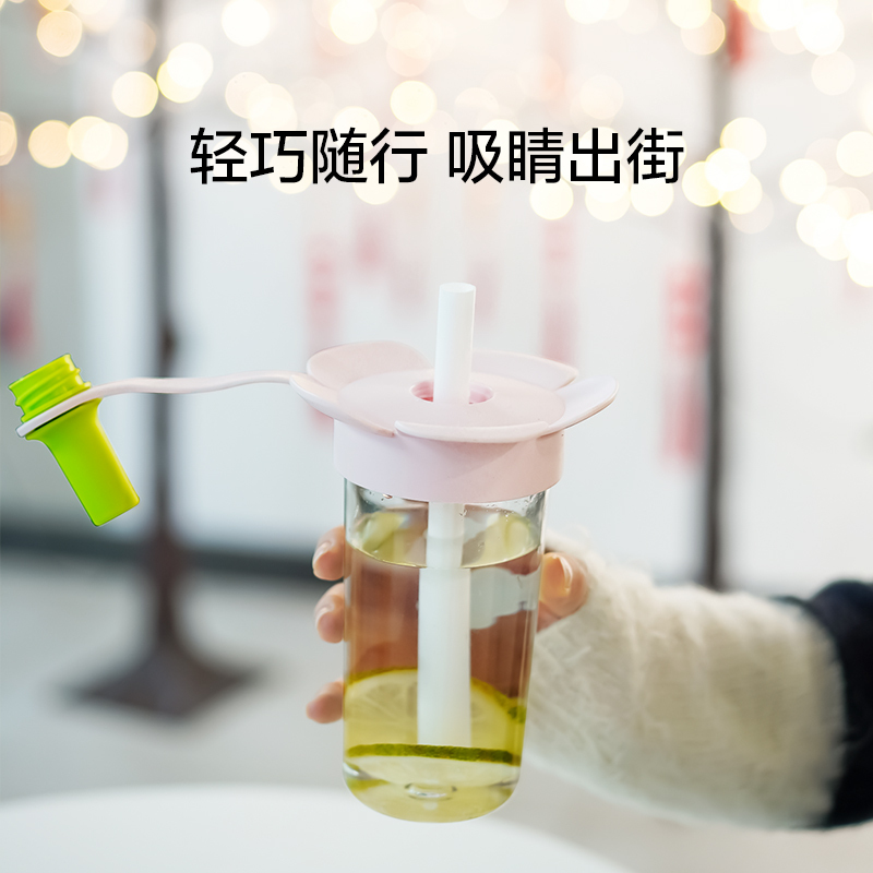 乐扣乐扣tritan水杯女生高颜值随手杯男塑料杯学生夏天便携吸管杯