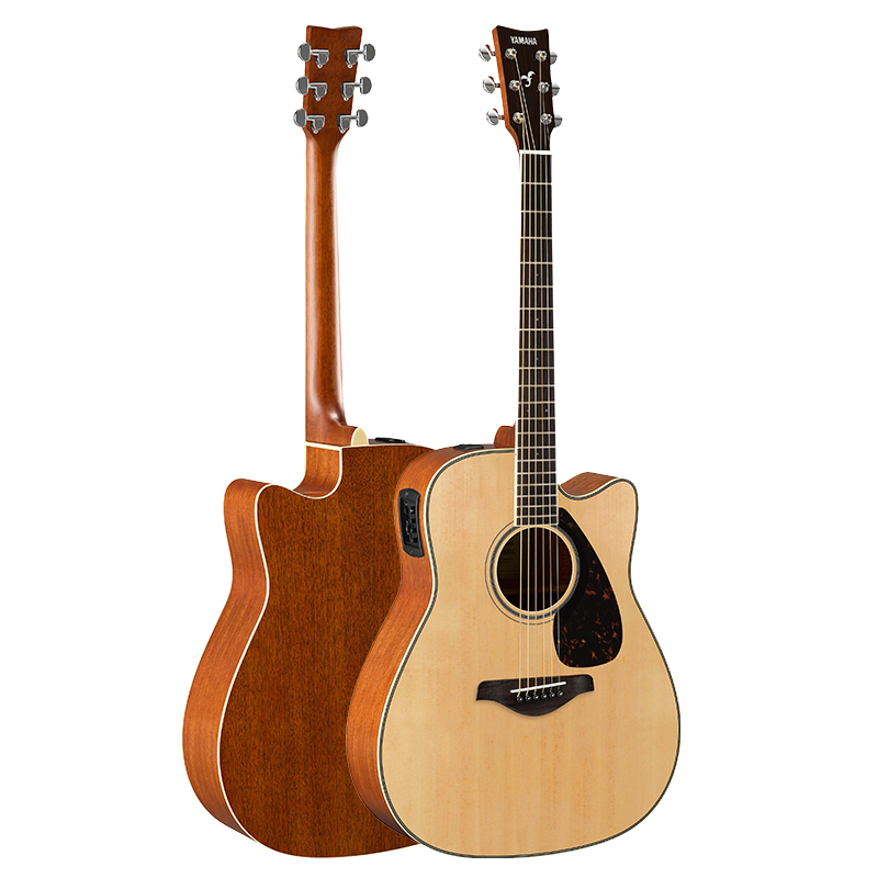 雅马哈(YAMAHA)FGX820C单板电箱吉它升级版木吉他jita桃花芯背侧板原木色41英寸