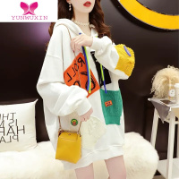 YUNWUXIN中长款大码欧货大版带帽卫衣女遮屁股胖mm潮薄款显瘦2022新款