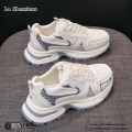 La Chessiers老爹鞋女2024春夏新款ins潮百搭时尚透气运动鞋厚底休闲鞋女鞋潮鞋 米色 40码