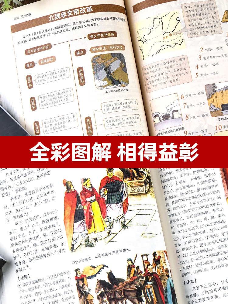 [正版]彩图加厚资治通鉴书籍原著 司马光原著少年中国 古代史类书籍原文带题解注释译文原版完整版夹注释义故事课外知识读物高清大图
