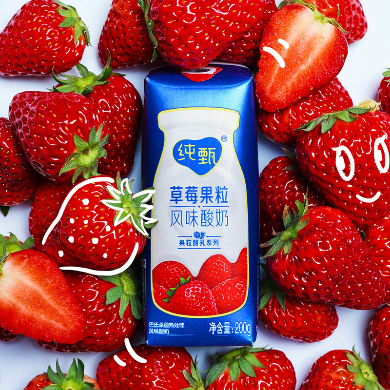 蒙牛 纯甄草莓果粒酸牛奶 200g*10盒