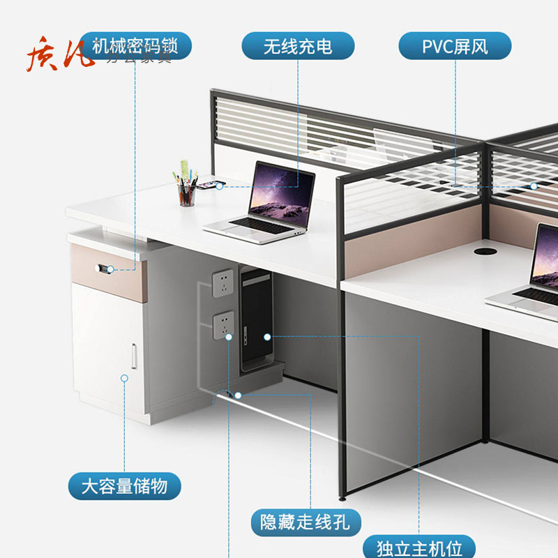 苏宁 质凡 办公家具 职员办公桌简约卡座隔断屏风员工位 单人位高清大图