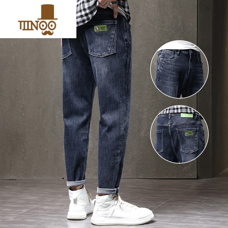 YANXU牛仔裤男款宽松直筒2023年新款夏季薄款弹力休闲长裤子男潮牌高清大图