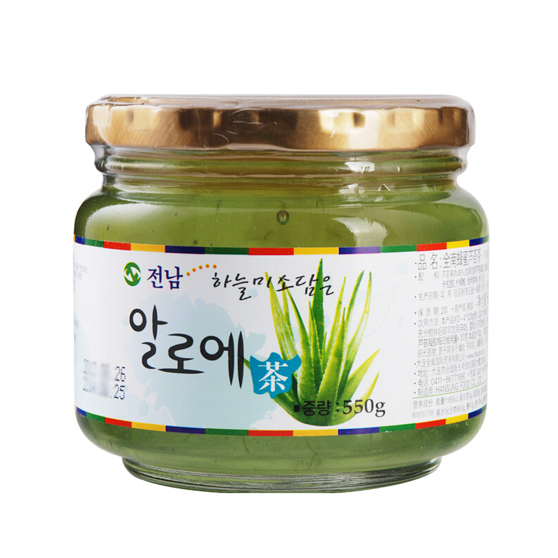 韩国进口 全南 蜂蜜芦荟茶550g 含丰富芦荟果肉 冲饮果酱 冷热皆可 包装升级新旧包装随机发货