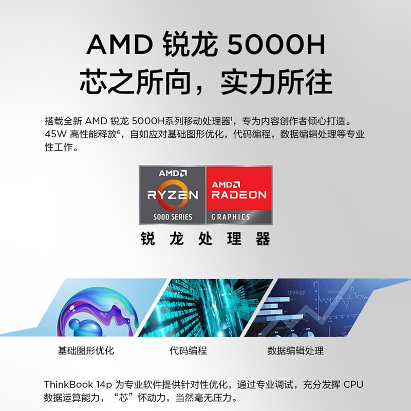 联想ThinkBook 14p AMD锐龙标压 14英寸高性能轻薄笔记本电脑(R7-5800H/16G/1T/16:10/2.2K/高色域/Win11)