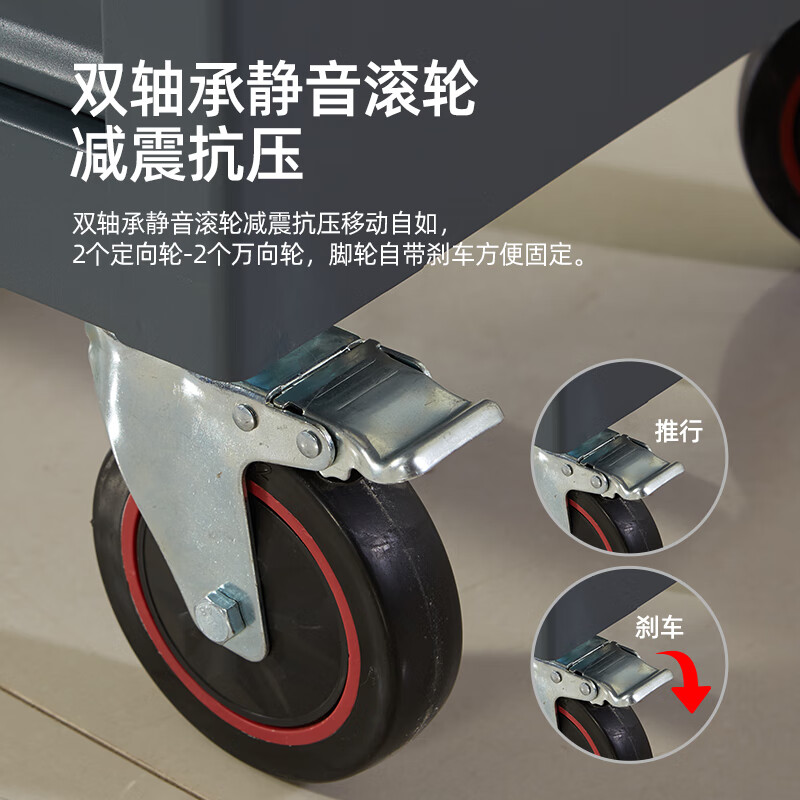 锦北工具车三层手推车维修车间收纳零件车加厚移动工具推车橙色高清大图