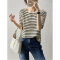 CACHE新款2022夏款女装设计感港风条纹宽松针织衫短袖T恤女潮休闲