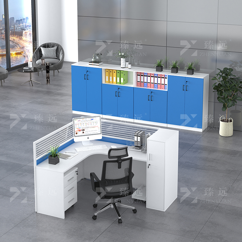 臻远 GWA-001 职员办公桌现代简约员工卡座屏风工作位可定制L型单人位高清大图
