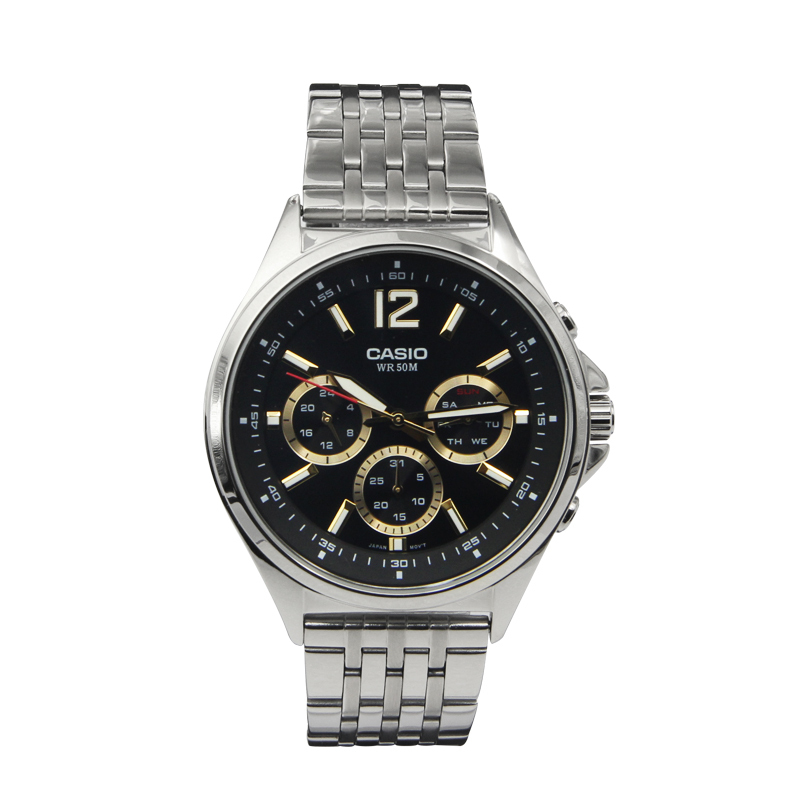 casio卡西欧手表黑金表盘潮流商务男士腕表mtpe303d1avdf石英表男日韩