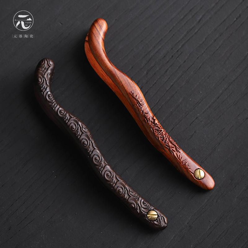 家柏饰(CORATED)花梨夹刻祥云好用黑檀木夹子功夫茶具镊子家用茶道配件高清大图