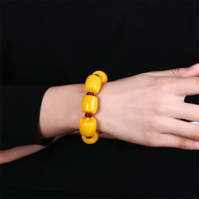 桶珠手链单层手串男女款二代蜜蜡手环饰品送女朋友七夕情人节礼物