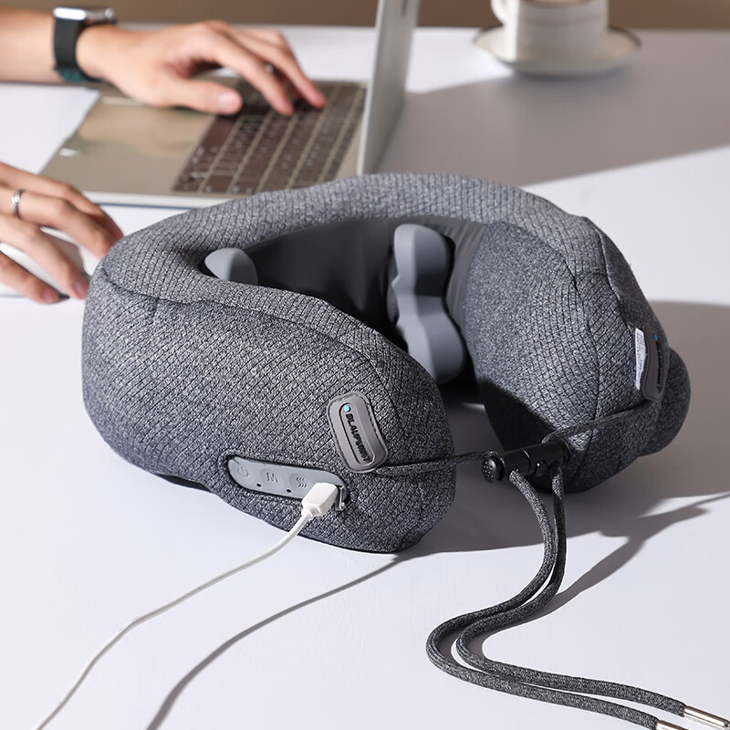 蓝宝(BLAUPUNKT)护颈按摩仪便携差旅肩颈热敷揉捏可拆洗按摩器BP-AM372D/凌空灰/礼邮外!高清大图