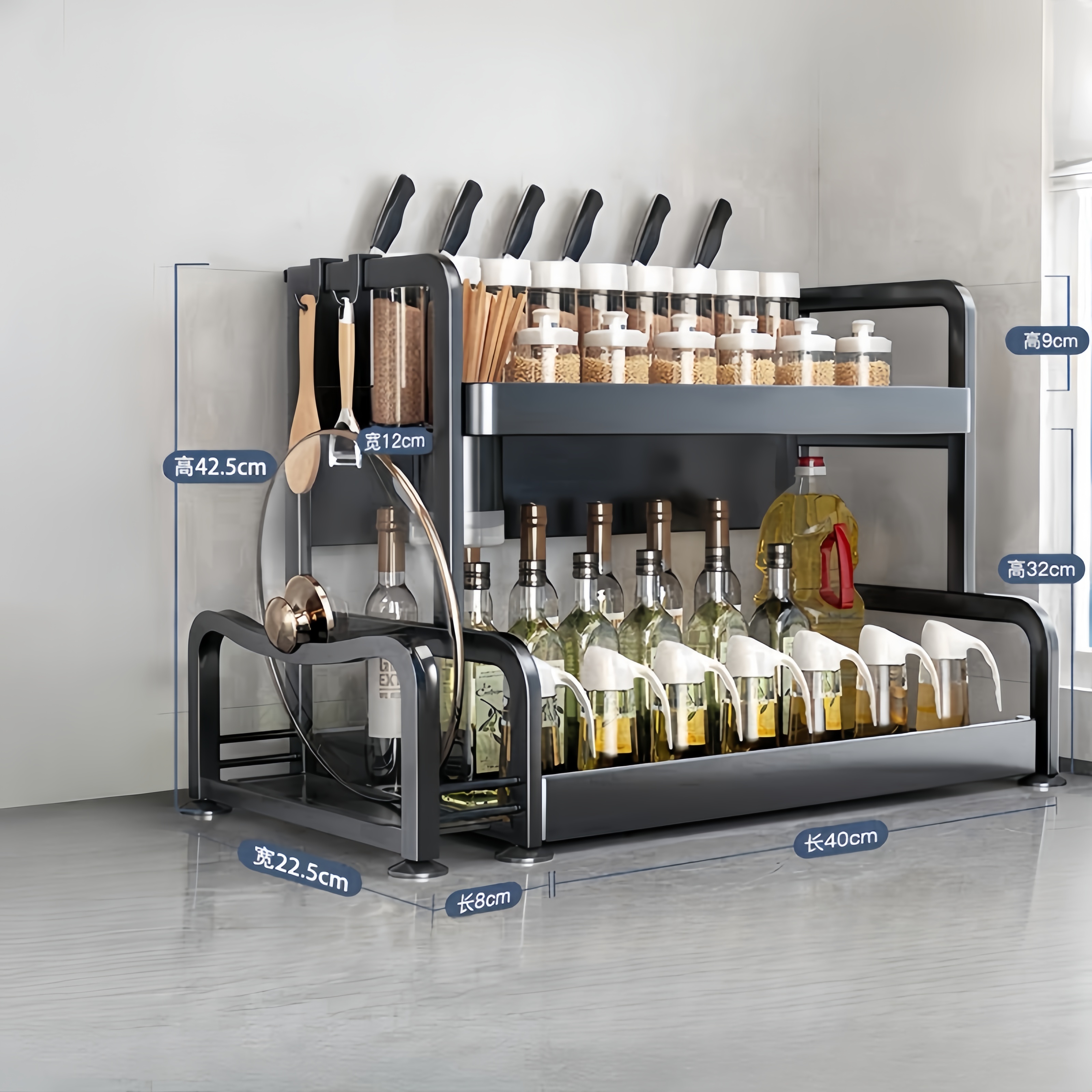 豫汉迎台面置物架筷刀架调料架40cm个高清大图
