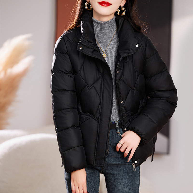 2023新款免洗棉服女短款加厚显瘦羽绒棉衣韩版宽松立领小棉袄外套_3806 黑色 M