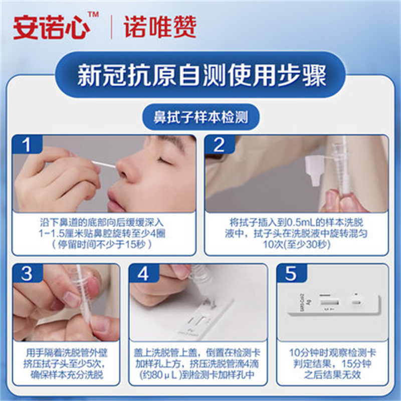 安诺心新冠抗原检测快筛试剂盒自测盒二维码唾液非核酸检测自测试剂盒 10人份/盒 单位:盒