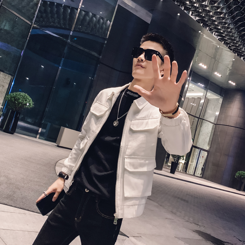 yuansu社会人外套男发型师痞帅潮牌夹克韩版潮流百搭帅气快手网红外衣