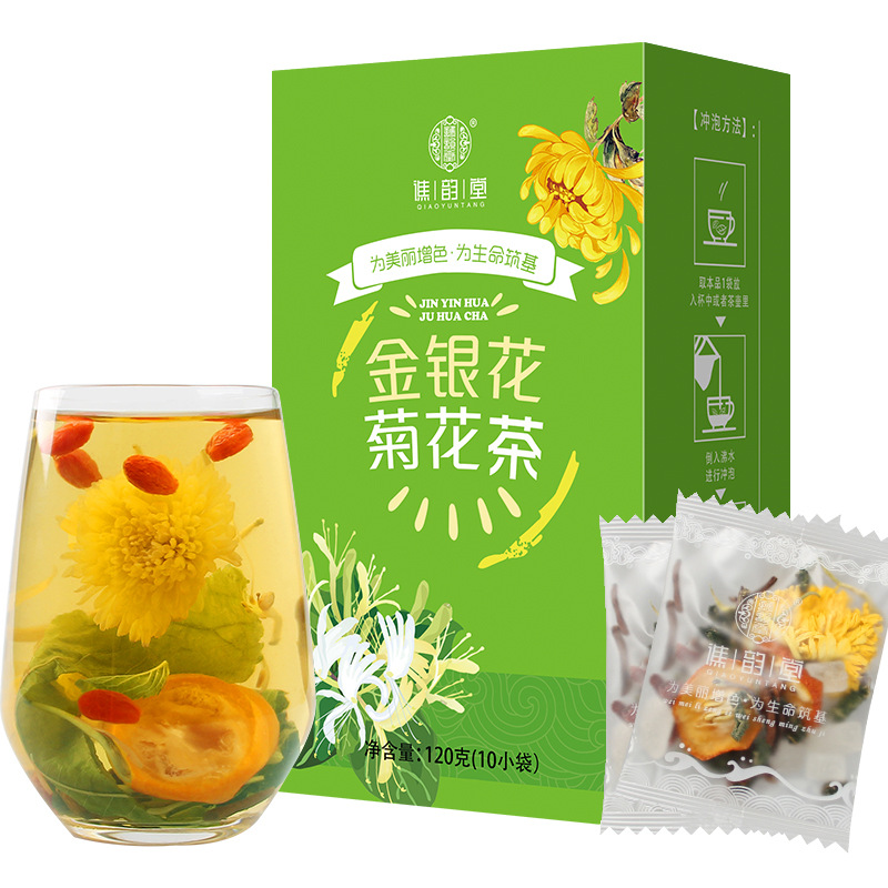 谯韵堂 金银花菊花茶120g/盒高清大图