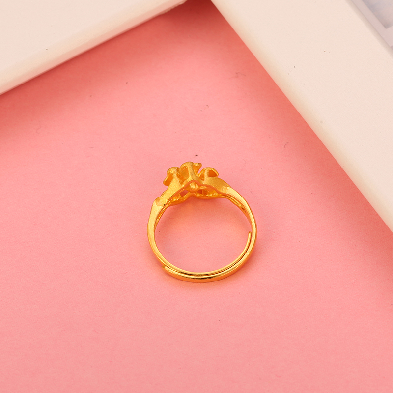 金一 足金花朵款精品女士黄金戒指优雅花朵指环结婚金戒指 (计价)ABA001