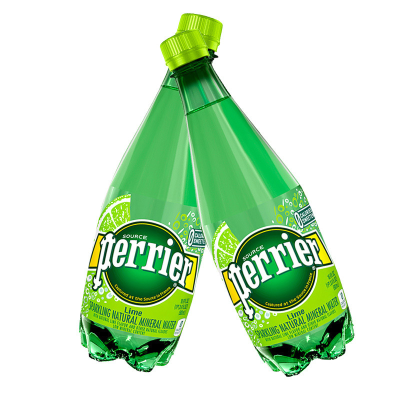 法国原装进口 巴黎水(Perrier)气泡矿泉水 青柠味天然矿泉水 500ml*4瓶装(新老包装交替发货)