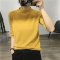 【包芯纱】春款宽松短款长袖五分袖打底衫针织衫女半高领毛衣女