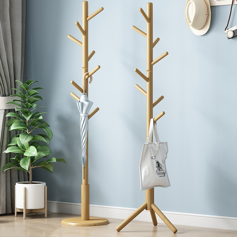 古达实木落地衣帽架挂衣架卧室家用立式衣架杆衣服架简约现代挂包架